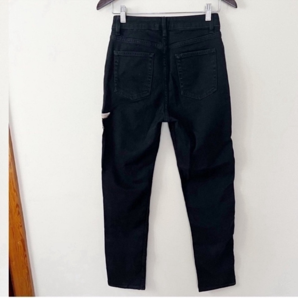 Sandro Paris Vegas Rose High Rise Embroidered Straight Jeans Black Size 36/4 US - Picture 4 of 9
